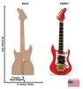 Life-size cardboard standee of a Red Electric Guitar with back and front dimensions.