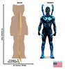 Life-size cardboard standee of the Blue Beetle with back and front dimensions.