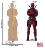 Life-size cardboard standee of Deadpool with back and front dimensions.