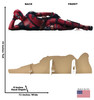 Life-size cardboard standee of Deadpool Laying Down with back and front dimensions.