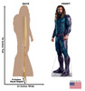 Life-size cardboard standee of Aquaman Blue Suit with back and front dimensions.