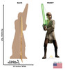 Life-size cardboard standee of Qui-Gon Jinn with back and front dimensions.