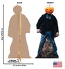 Life-size cardboard standee of a Pumpkin Head Stalker with back and front dimensions.