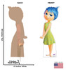 Life-size cardboard standee of Joy from Inside Out 2 with back and front dimensions.