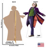 Life-size Cardboard standee of The Joker (The Dark Knight 2008) with back and front dimensions.