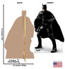 Life-size Cardboard standee of Batman (The Batman Movie 2022) with back and front dimensions.