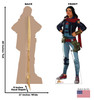 Life-size Cardboard standee of Kamala Khan with back and front dimensions.
