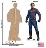 Life-size Cardboard standee of Star-Lord with back and front dimensions.