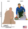 Life-size Cardboard standee of an Olympic Curler 67 with back and front dimensions.