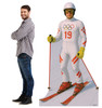 Life-size Cardboard standee of an Olympic Downhill Skier Male with model.