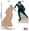 Life-size Cardboard standee of an Olympic Speed Skater with back and front dimensions.