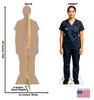 Life-size Cardboard standee of a Nurse Navy Blue Scrubs with back and front dimensions.