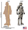 Life-size Cardboard standee of Imperial Remnant Stormtrooper™ with back and front dimensions.
