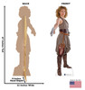 Life-size Cardboard standee of River Song with back and front dimensions.