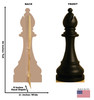 Life-size cardboard standee of Chess Bishop Black with back and front dimensions.