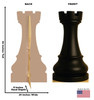 Life-size cardboard standee of Chess Rook Black with back and front dimensions.