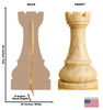 Life-size cardboard standee of Chess Rook White with back and front dimensions.