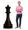 Life-size cardboard standee of Chess Queen Black with model.