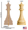 Life-size cardboard standee of Chess Queen White with back and front dimensions.
