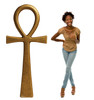 Life-size cardboard standee of an Egyptian Ankh with model.