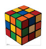 Life-size cardboard standee of a Rubiks Cube.