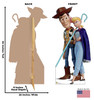 Life-size cardboard standee of Woody & Bo Peep with back and front dimensions.
