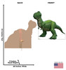 Life-size cardboard standee of Rex with back and front dimensions.