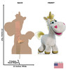Life-size cardboard standee of Buttercup with back and front dimensions.
