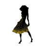 Life-size Silhouette Dancer Yellow Sparkles Cardboard Cutout