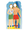 Life-size Surfer Couple holding Surfboard Stand-in Cardboard Standup