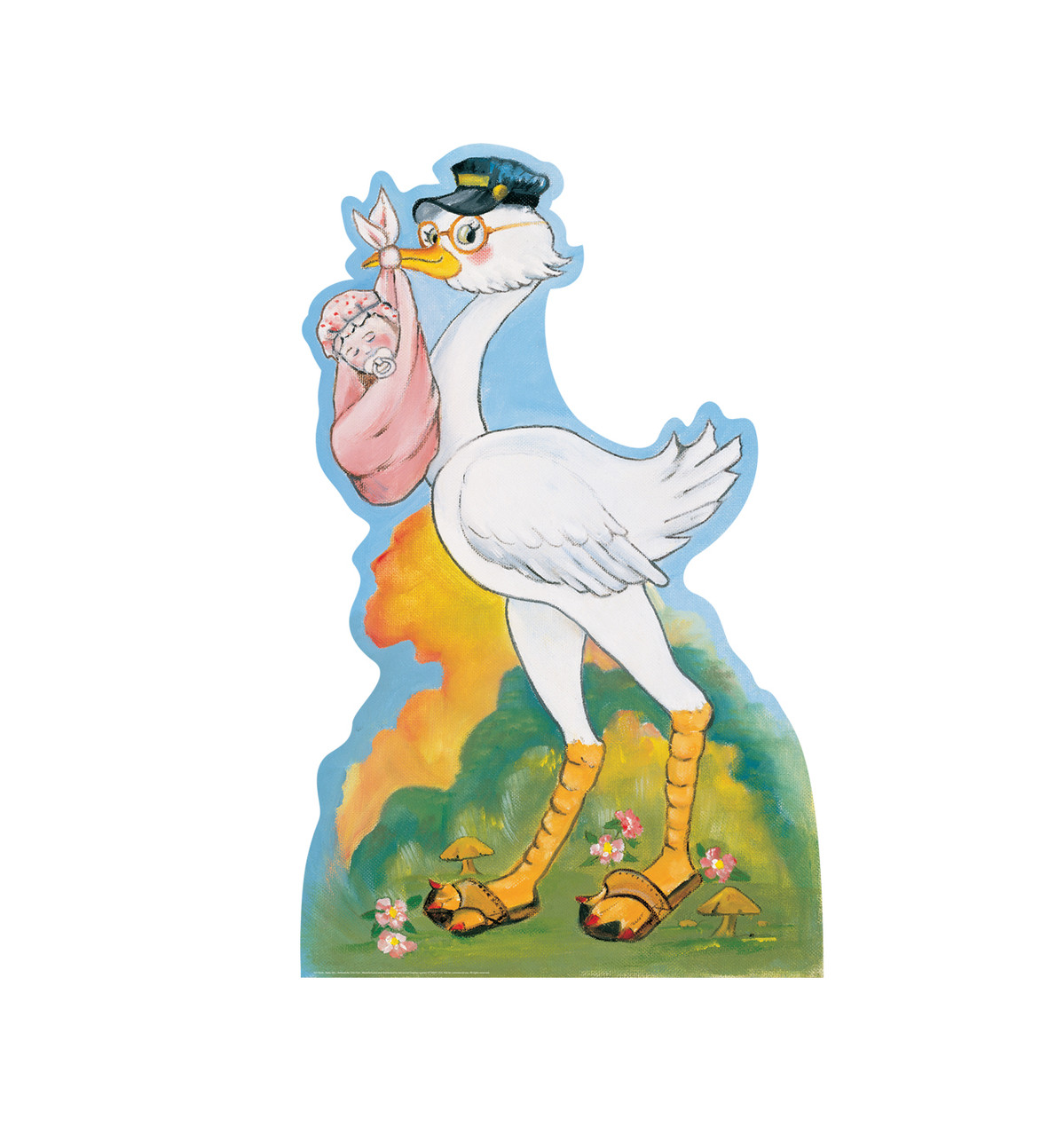 Life-size Stork with Baby Girl Cardboard Standup