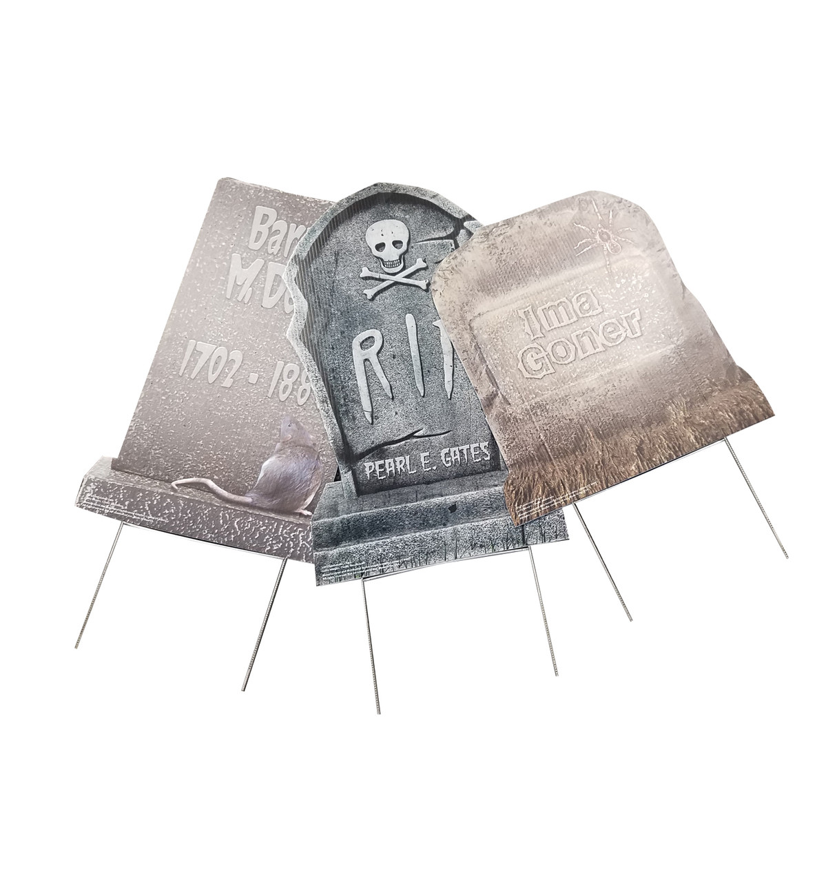 Life-size Tombstone Yard Signs - 3 Pack Cardboard Standup