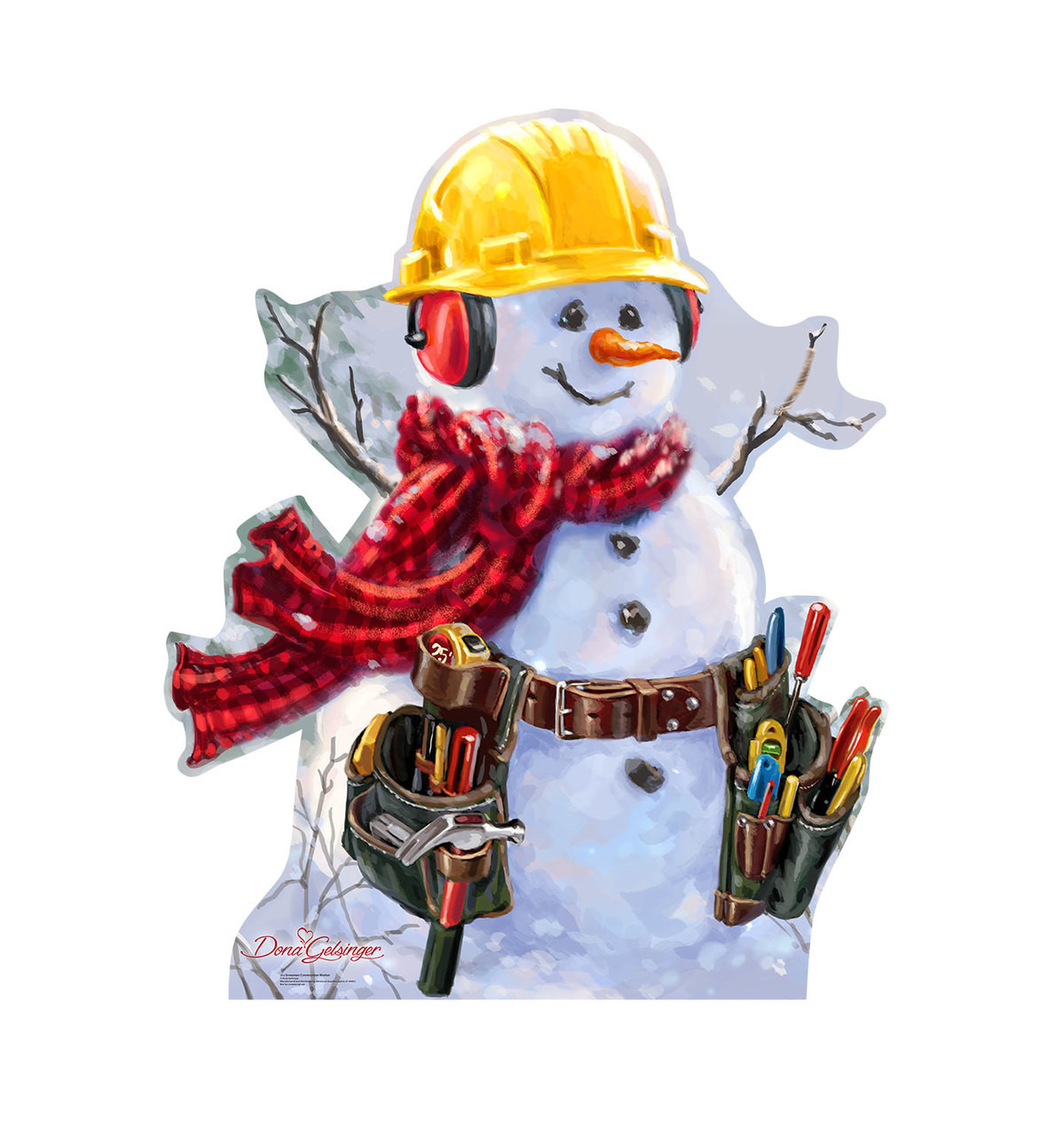 Snowman Construction Worker Cardboard Cutout - Dona Gelsinger -  2113