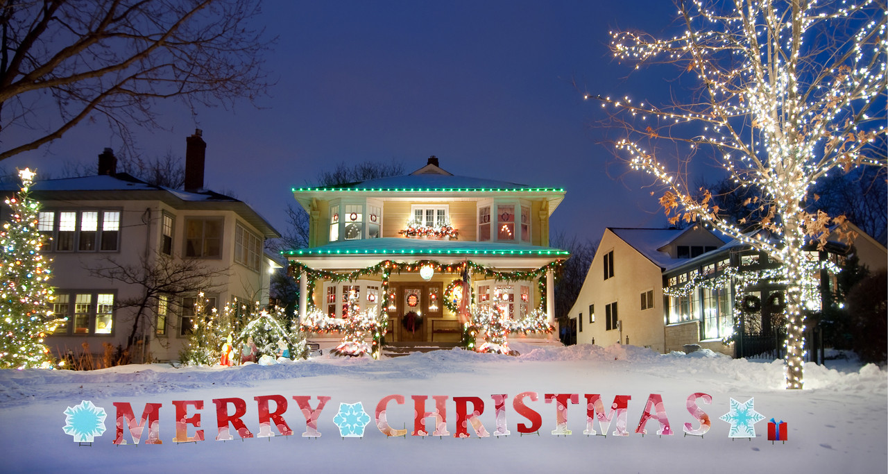 Merry Christmas Yard Sign Outdoor Decor  Cardboard Cutout