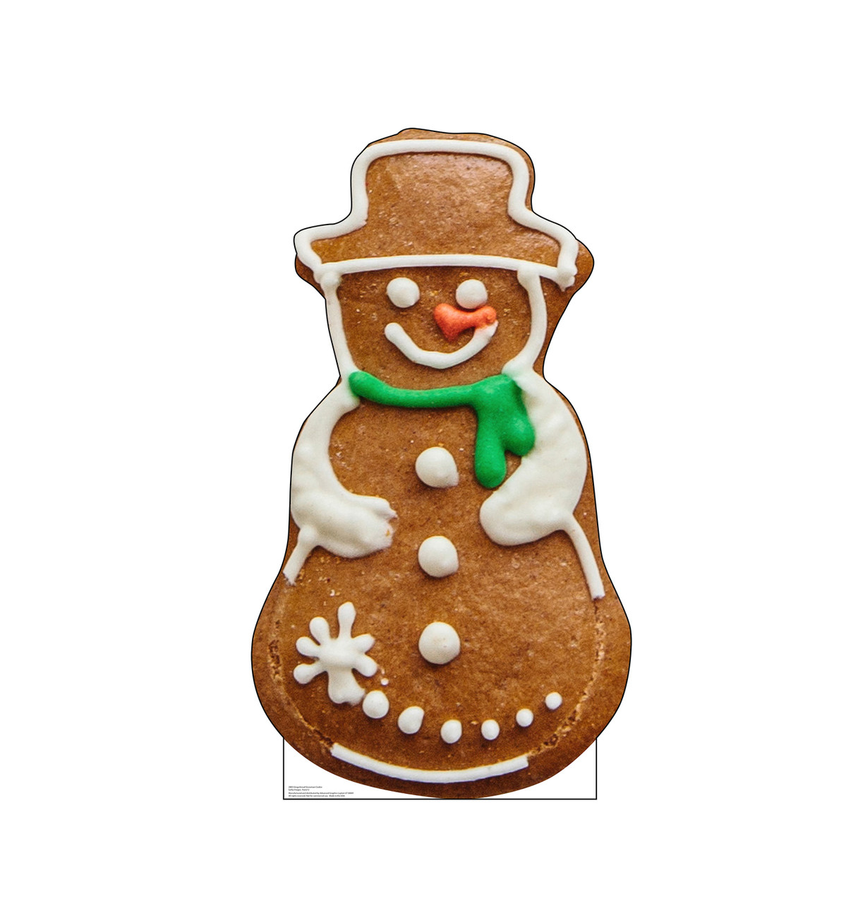 Life-size cardboard standee of Gingerbread Snowman Cookie. 