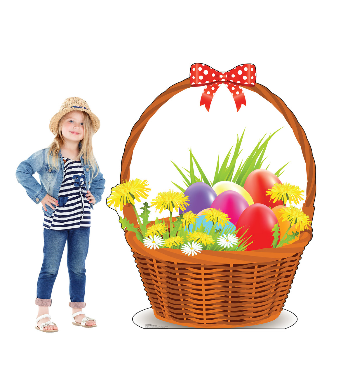 Life-size cardboard standee of an Easter Basket with model.