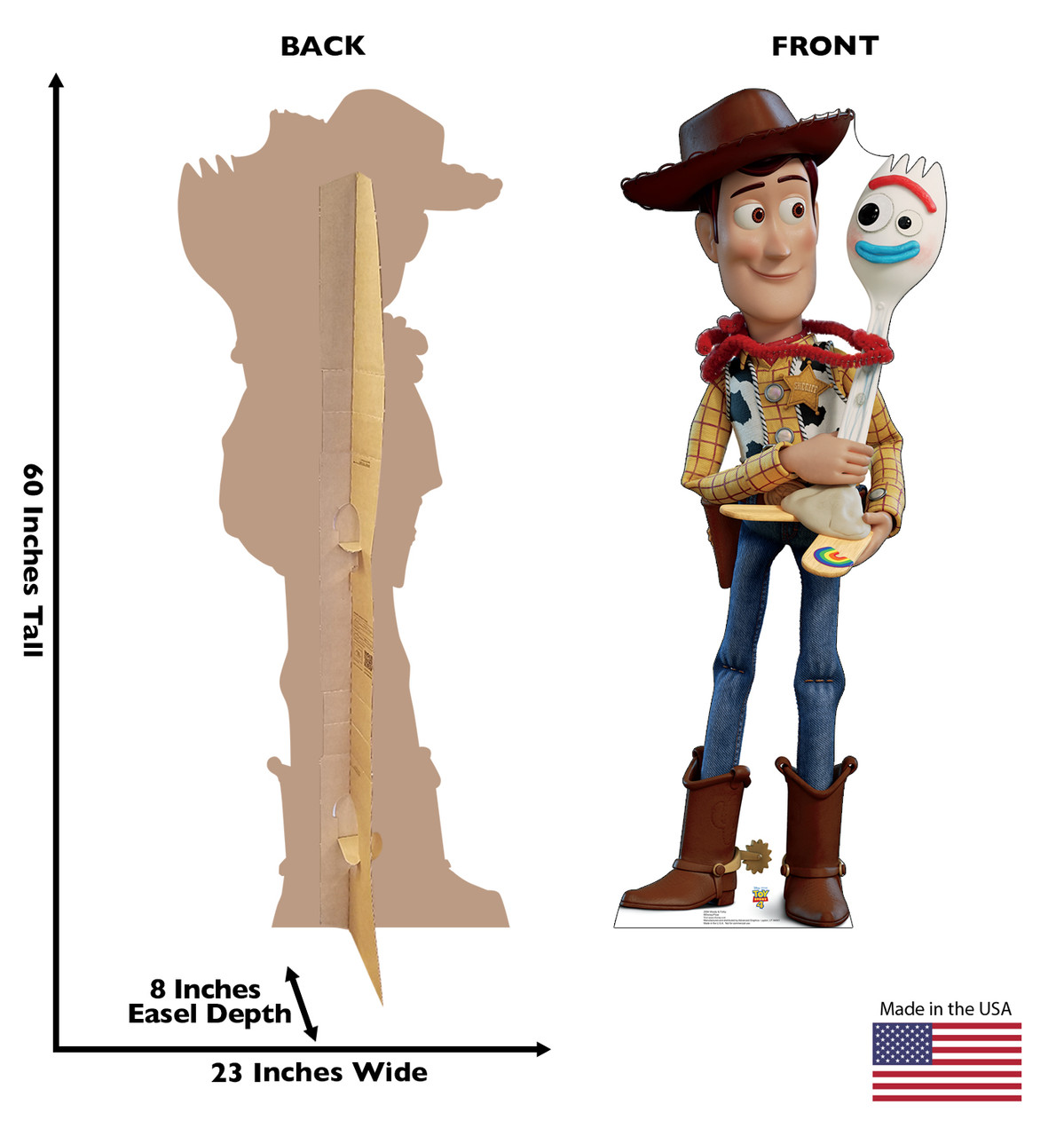 Woody and Forky Cardboard Cutout from Toy Story 4 Front and Back View