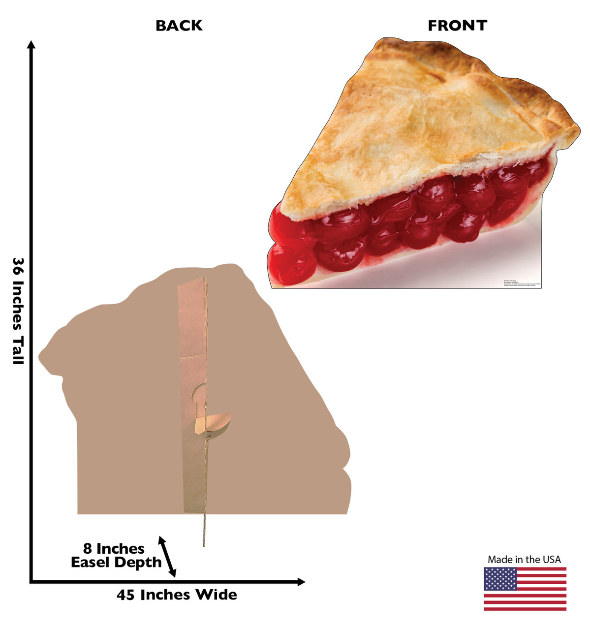 Life-size cardboard standee of a Slice of Cherry Pie Front and Back View