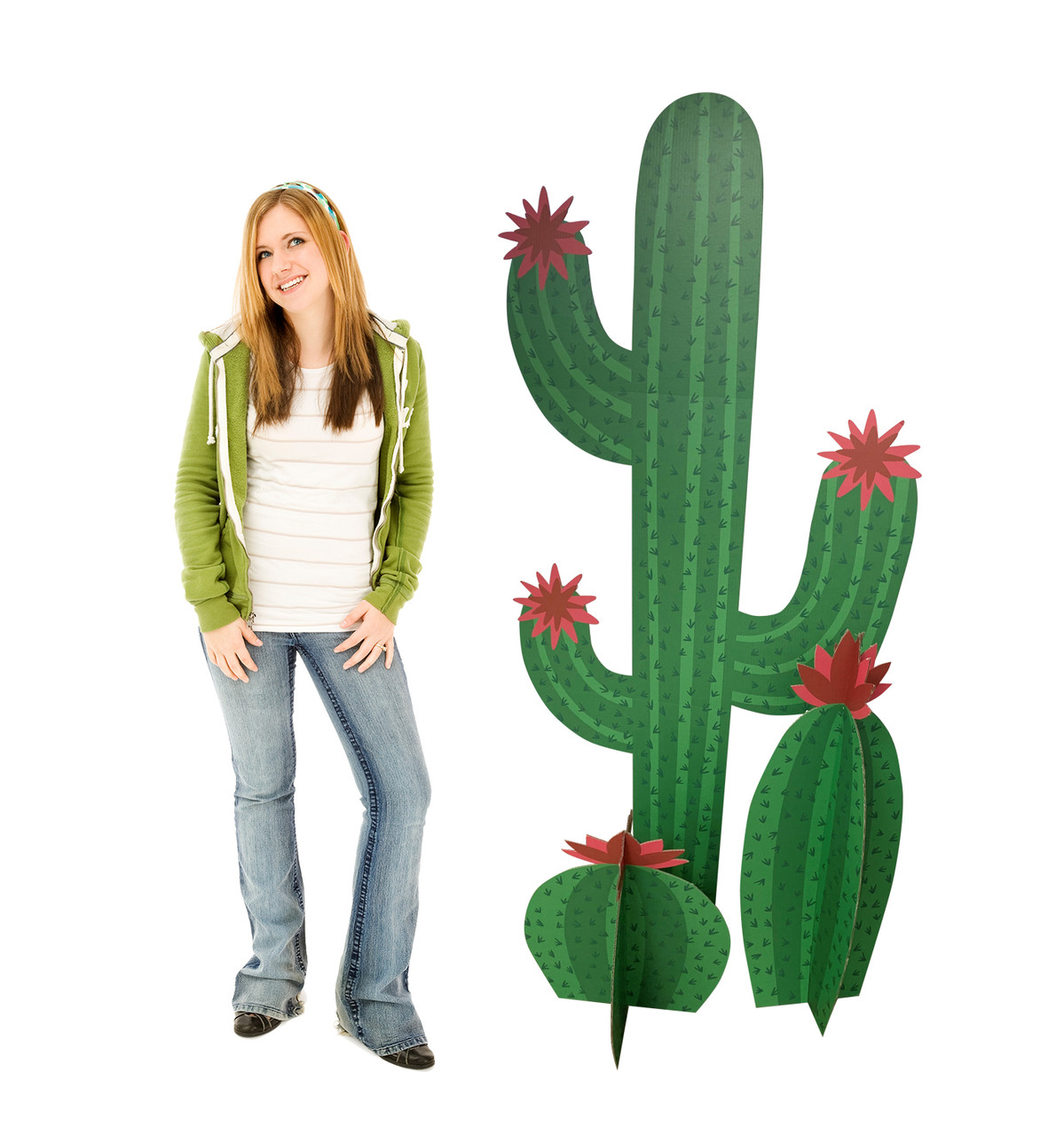 Life-size cardboard standee of a Cactus Grouping Lifesize