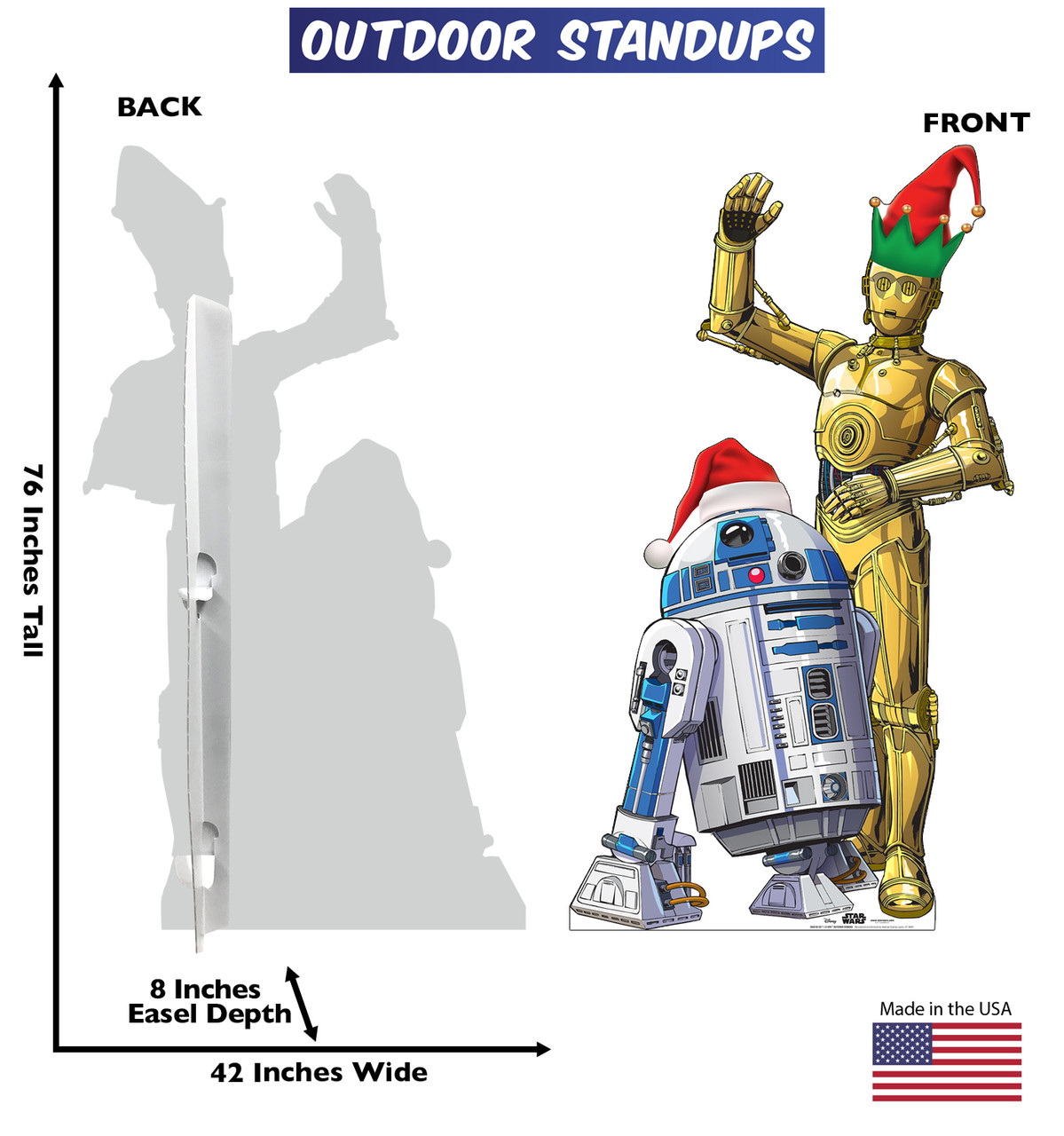 R2-D2 and C-3PO Holiday Outdoor Cutout Standee