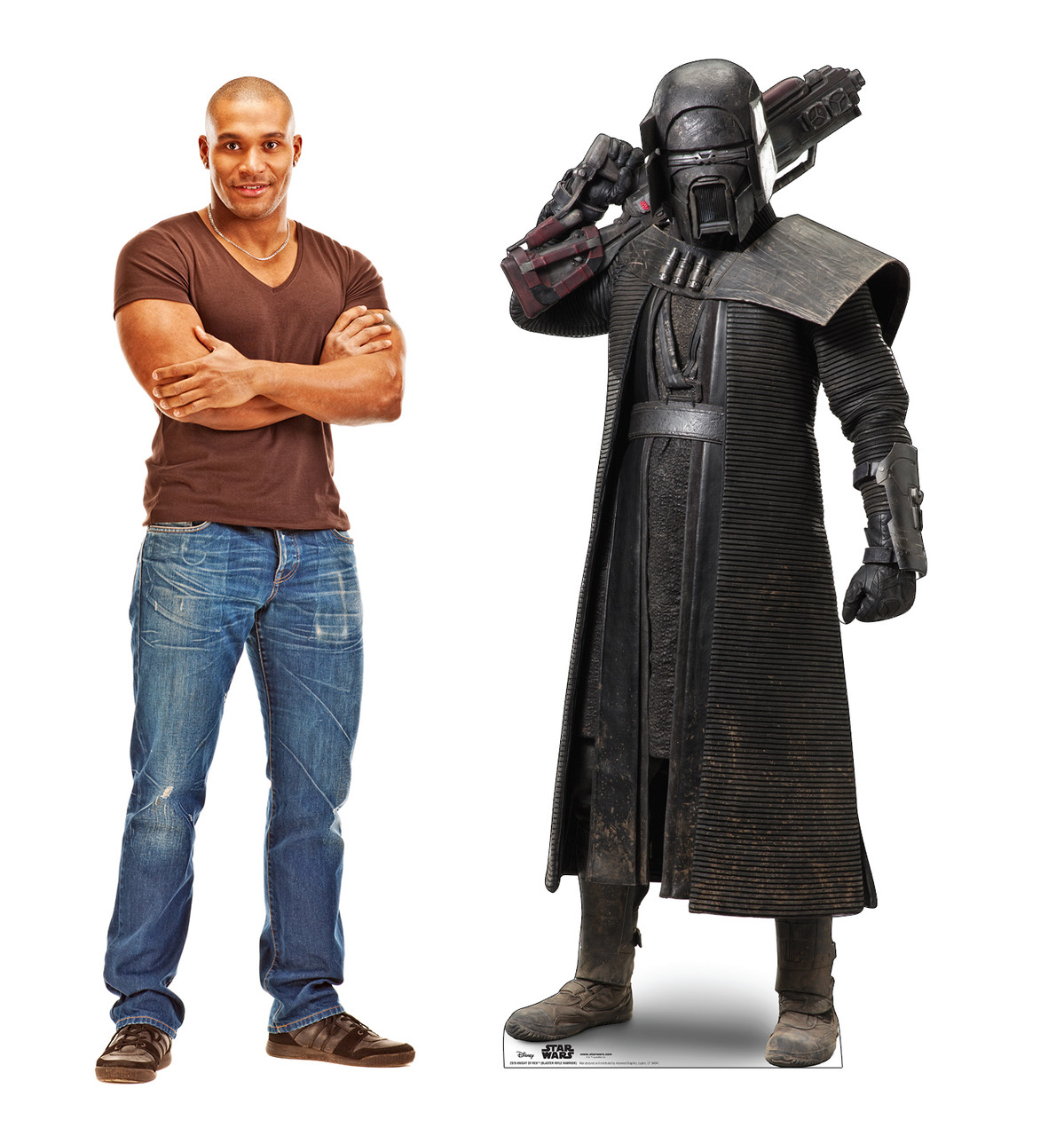 Life-size cardboard standee of Knight of Ren Blaster Rifle Warrior™ (Star Wars IX) with model.