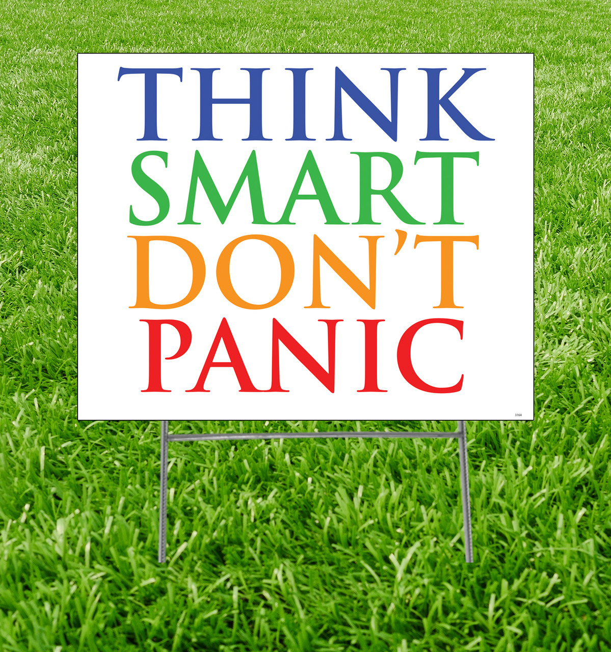 Coroplast yard sign, shown with h-stake with background.