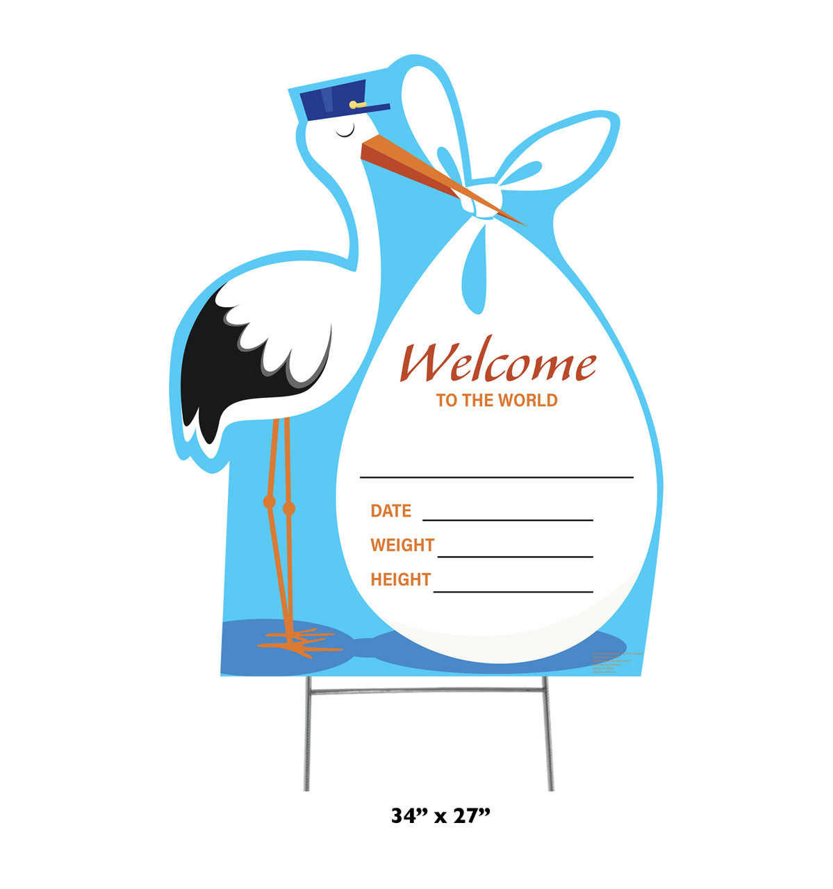 New Baby Outdoor Stork Standee - Blue It's a Boy 3433