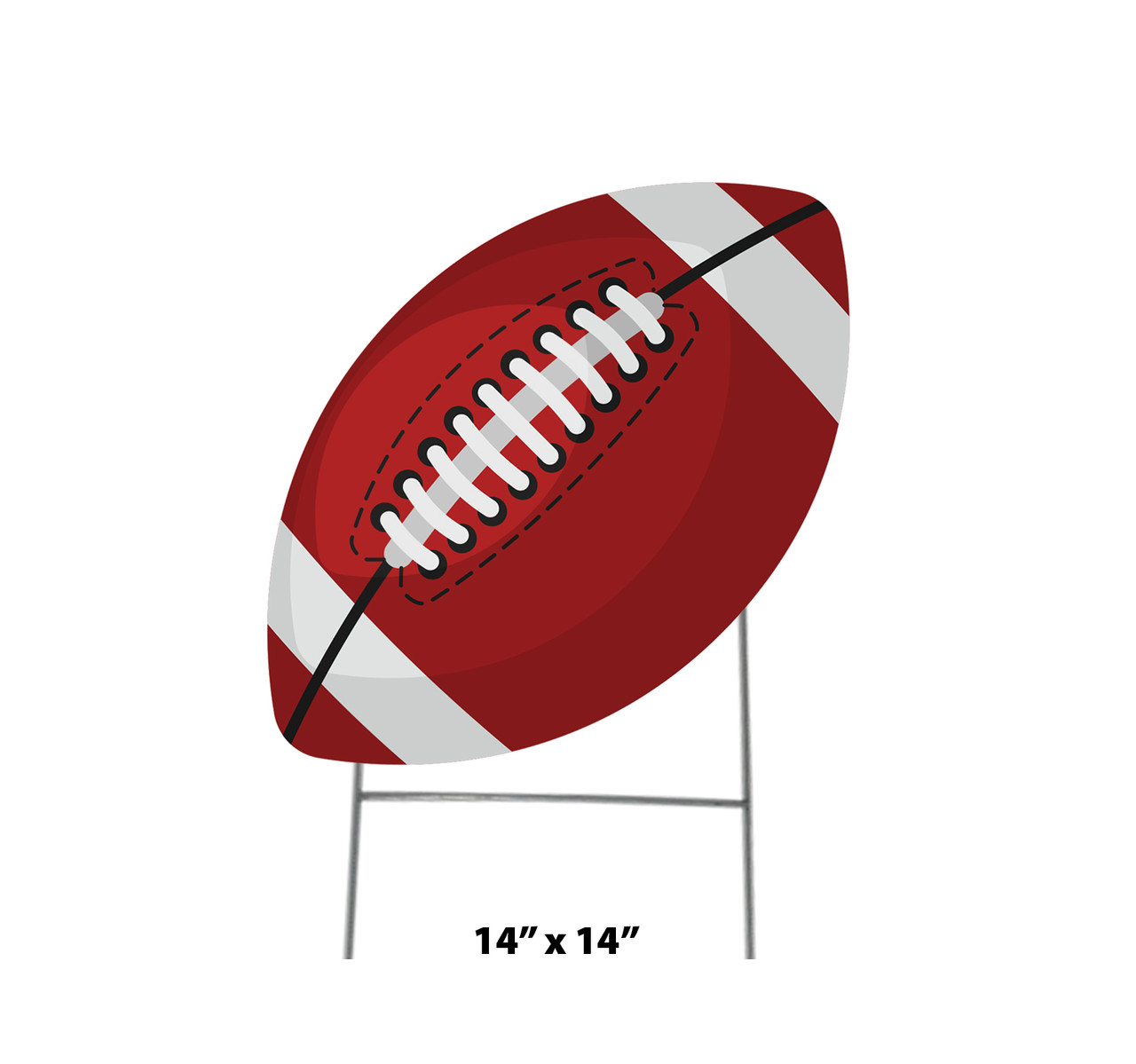 Coroplast outdoor yard sign icon of a football with dimensions.