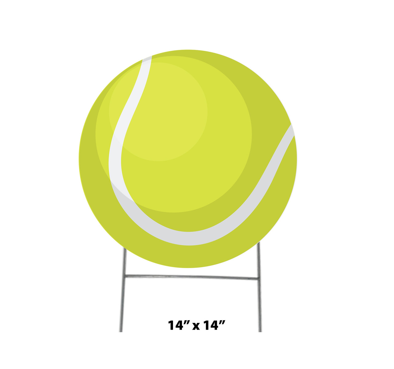 Coroplast outdoor yard sign icon of a tennis ball with dimensions.