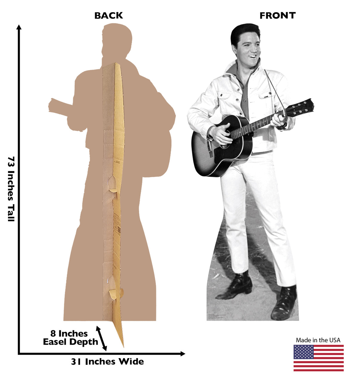 Elvis B&W White Jacket Cardboard Cutout 1350