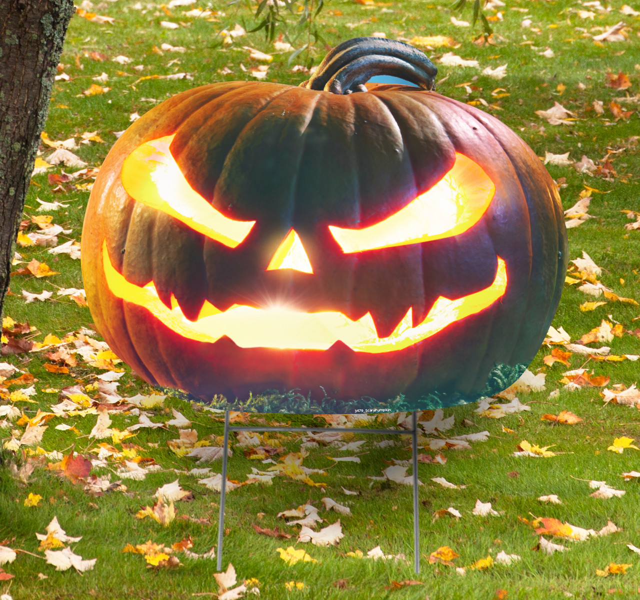 Coroplast outdoor Scary Pumpkin Yard Sign.