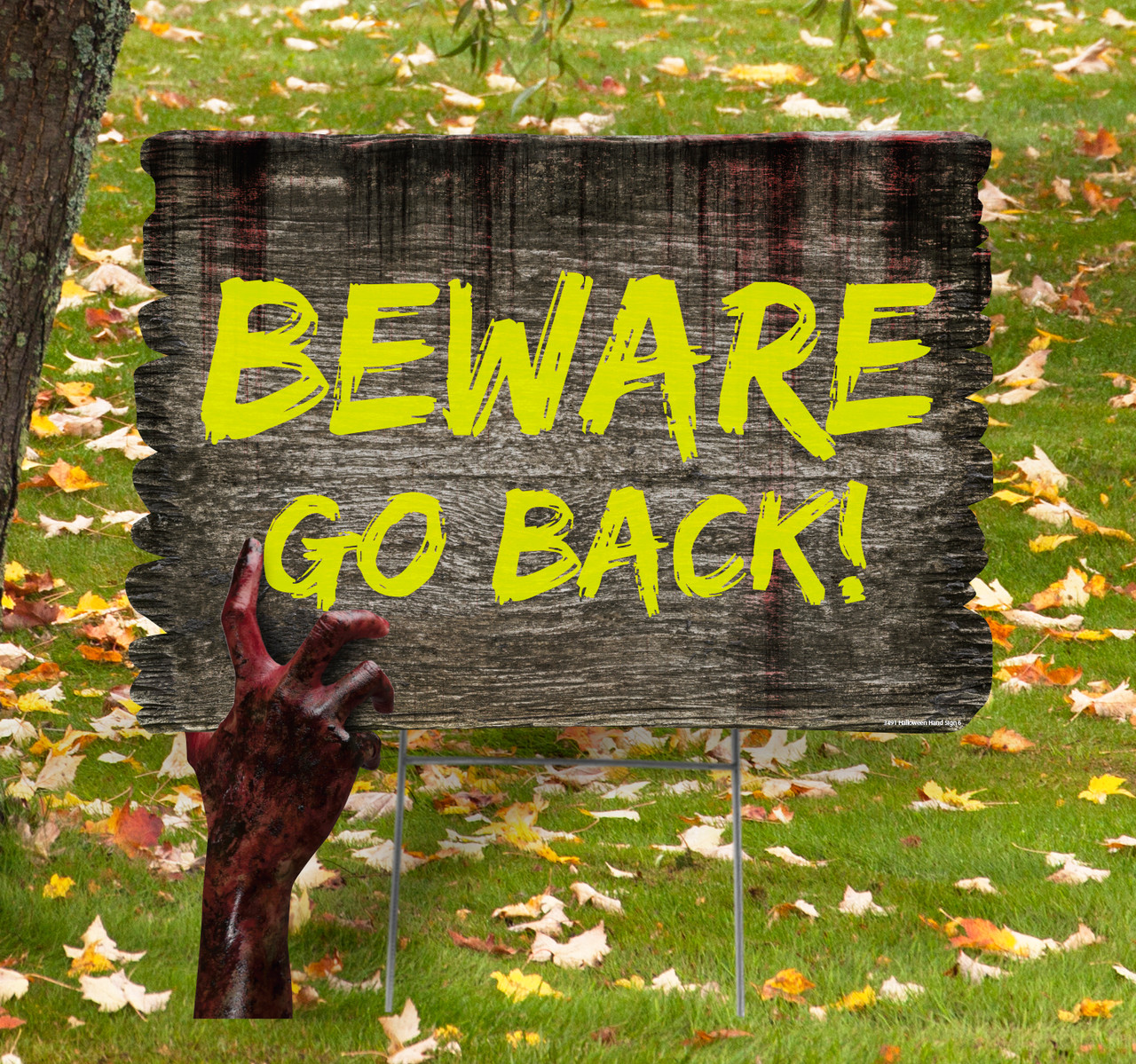 Coroplast outdoor Halloween Hand 6 Yard Sign with dimensions.