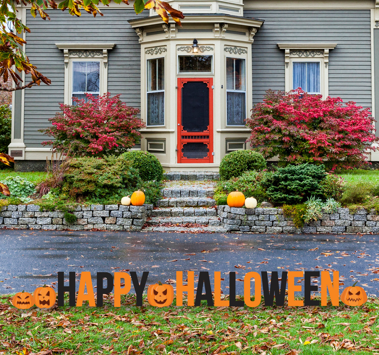 Coroplast outdoor Happy Halloween and Pumpkins Yard Letters.