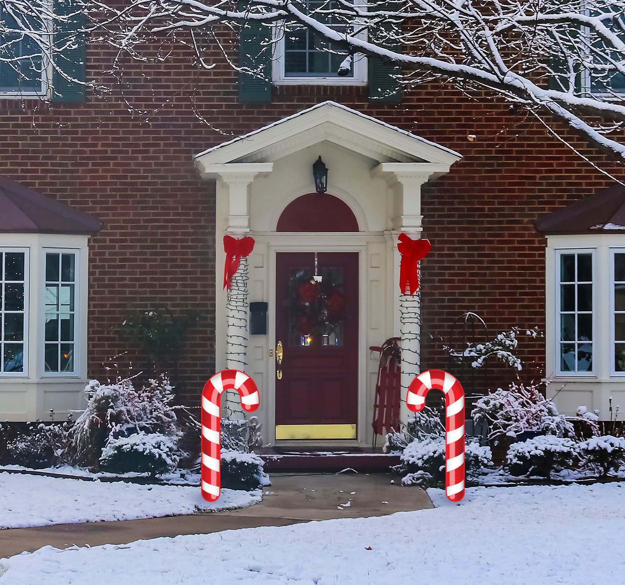 Coroplast outdoor Candy Cane Yard Sign Set of 2.